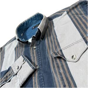 Vintage Ruddock Bros Shirtmakers Western Button Striped Shirt Sz XL Made In USA